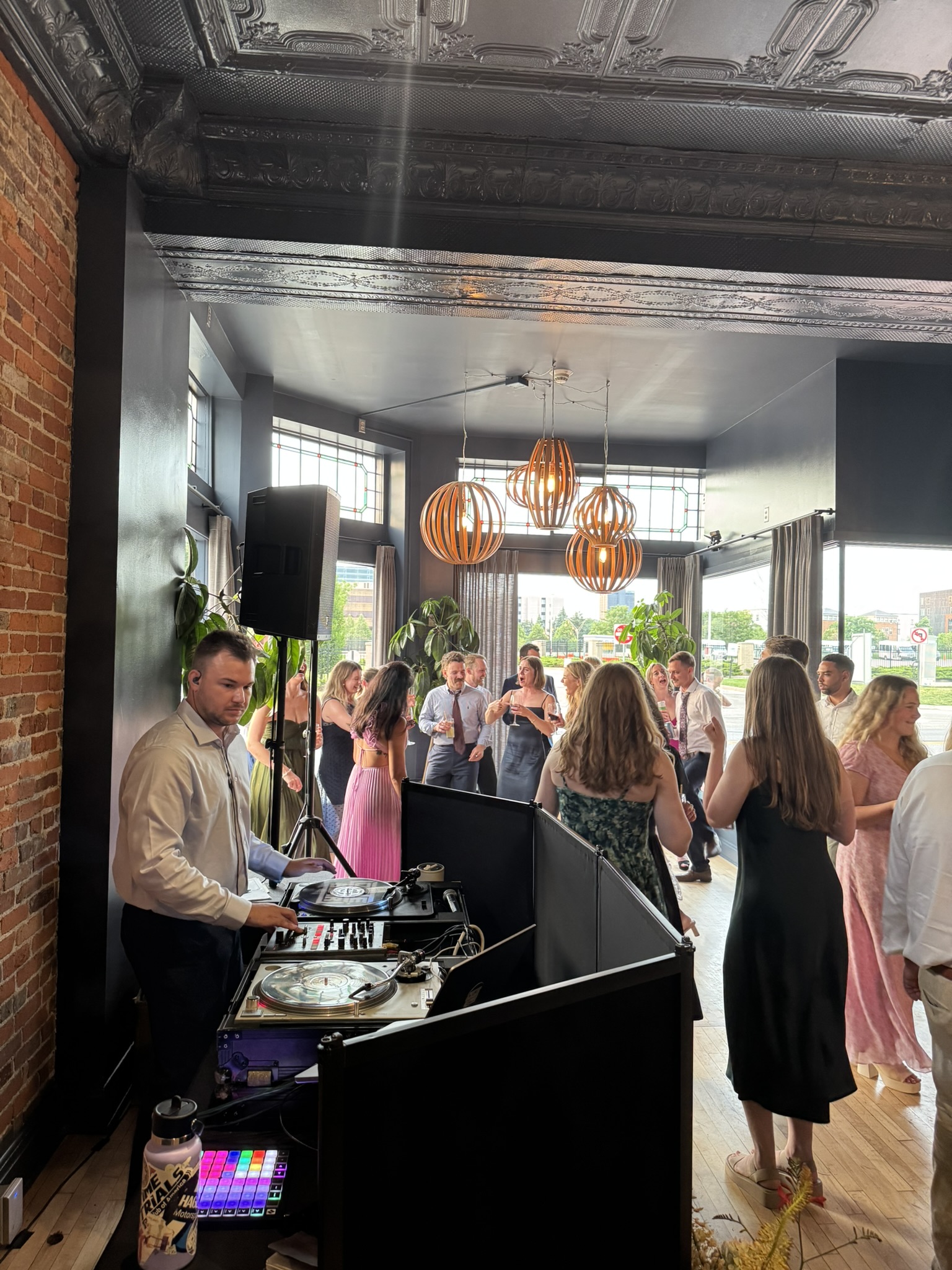 LogieBear DJing a private daytime gathering in a Columbus venue